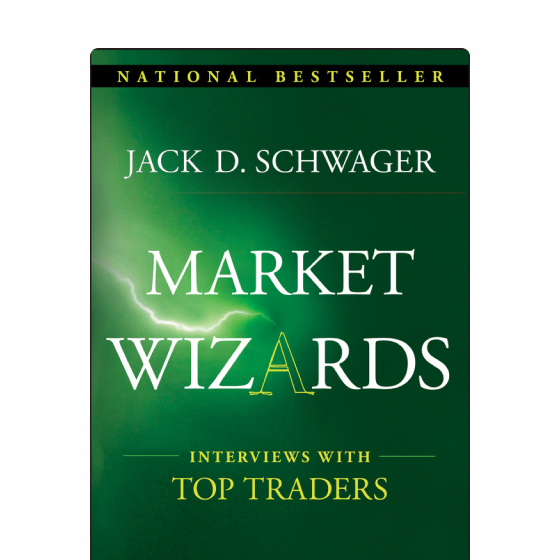 Portada del libro Market Wizards de Jack D. Schwager, con efectos de iluminación verde.