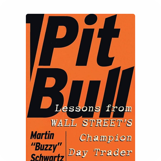 Portada del libro "Pit Bull" de Martin "Buzzy" Schwartz, con texto negro en negrita sobre fondo naranja.