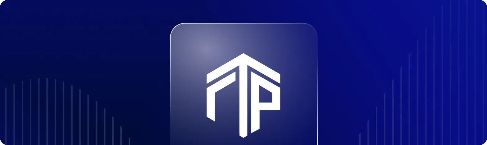 Un logo affichant les lettres "FP" sur un fond bleu foncé.