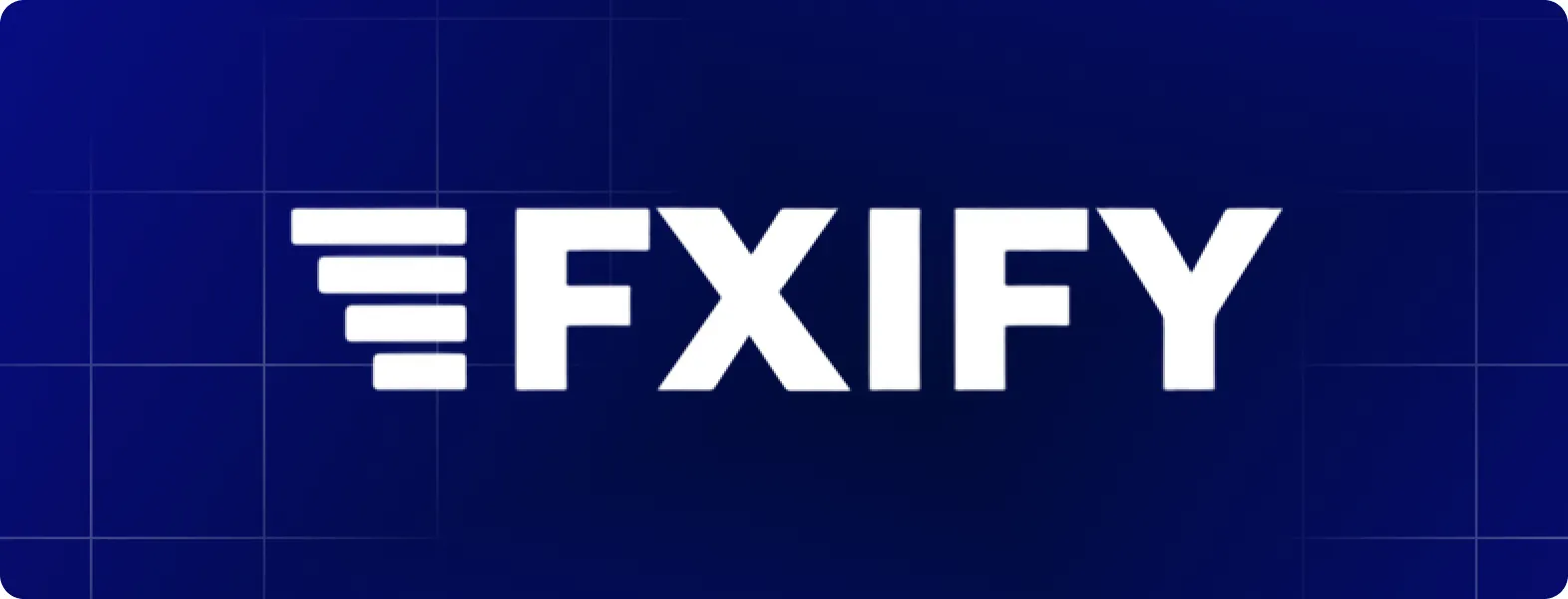 Logo de FXIFY sur un fond bleu.