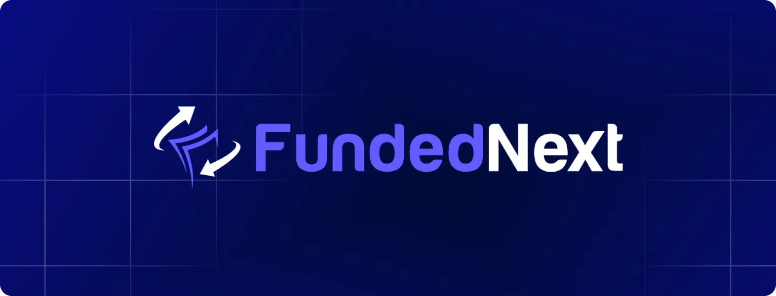 Logo de FundedNext avec une flèche stylisée et du texte.