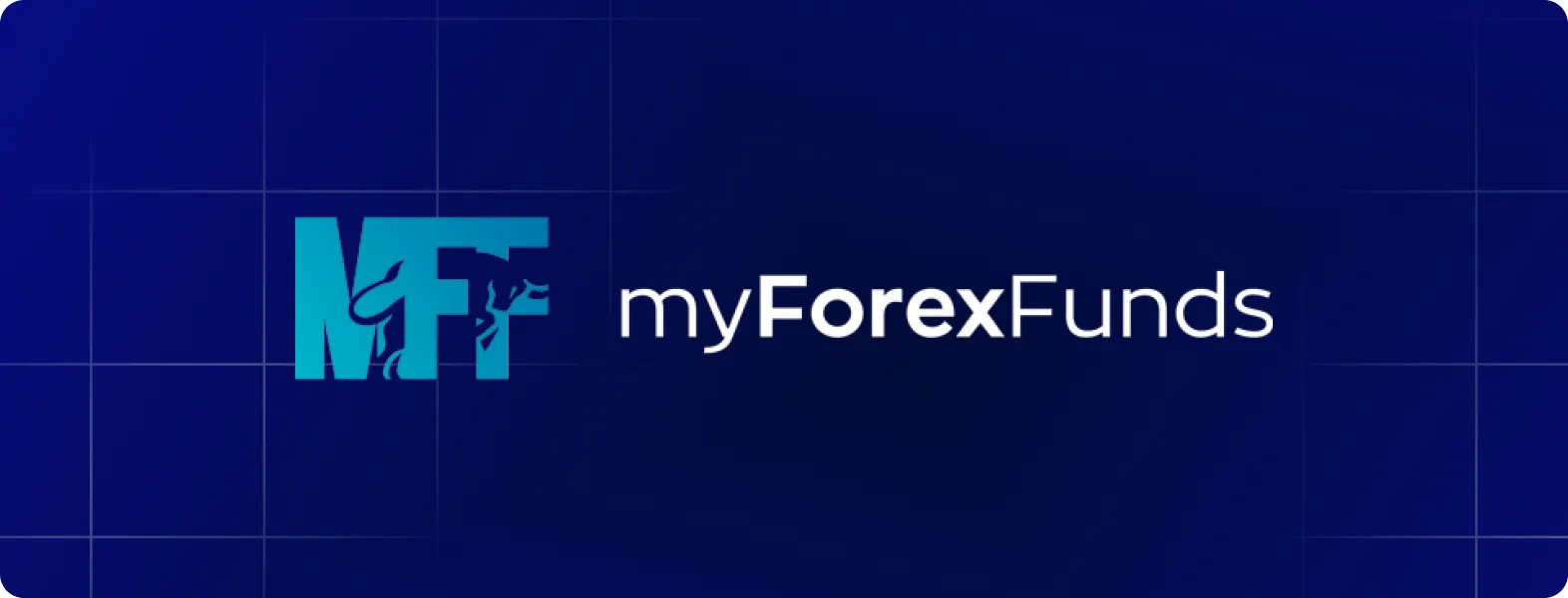 Logo de myForexFunds sur un fond bleu foncé.