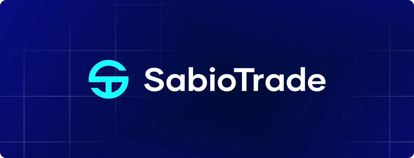 Logo de SabioTrade sur fond bleu foncé.