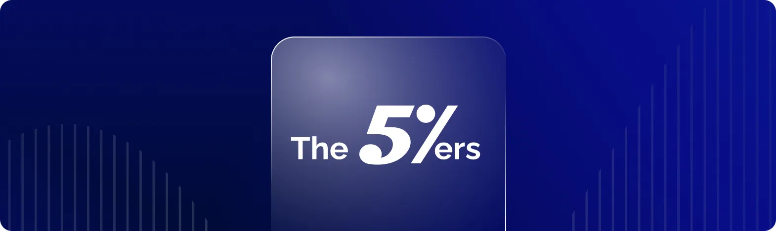 Logo indiquant 'The 5%ers' sur fond bleu.