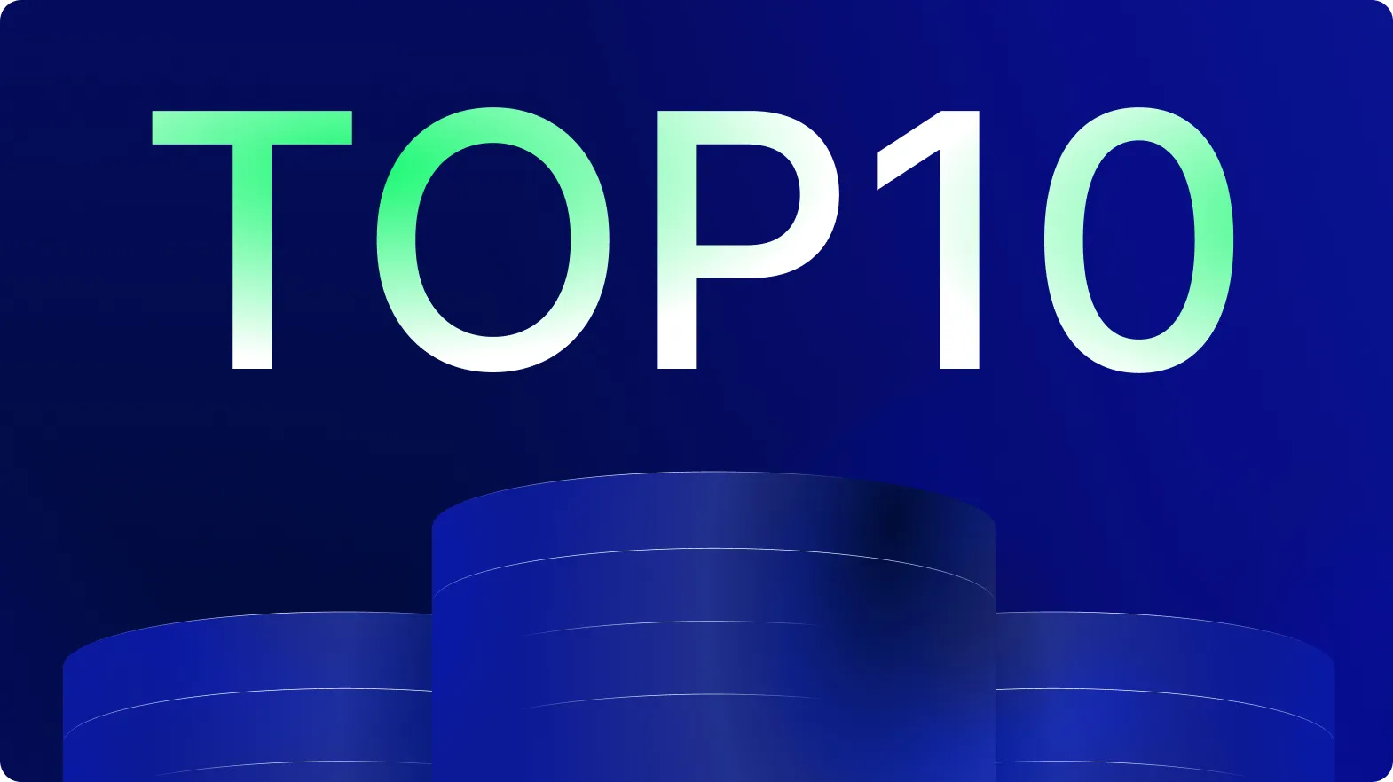 Graphique affichant 'TOP10' au-dessus de cylindres bleus empilés.