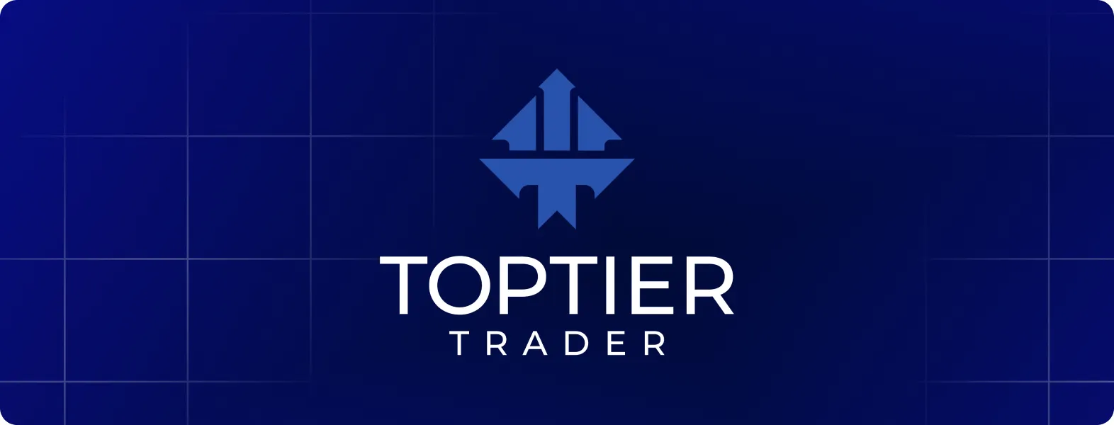 Logo de TopTier Trader avec une flèche bleue stylisée.