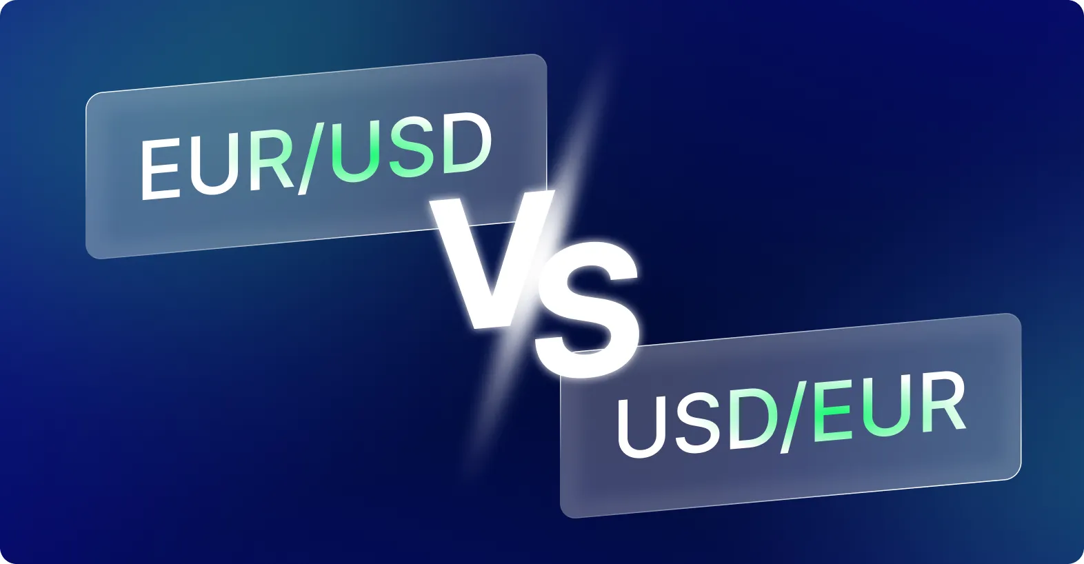 EUR/USD et USD/EUR affichés avec un grand 'VS' au centre.