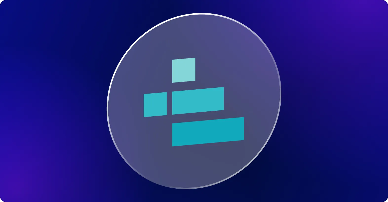 Un logo azul con cuatro rectángulos dentro de un círculo.