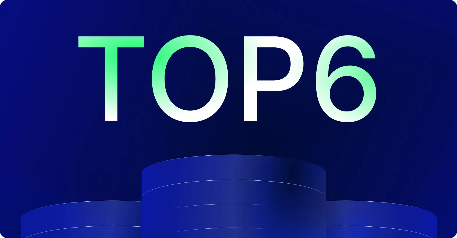 Gráfico que muestra el texto TOP6 sobre barras azules apiladas.