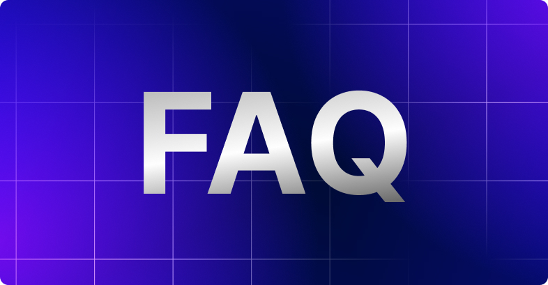 Um fundo roxo com texto branco que diz FAQ.