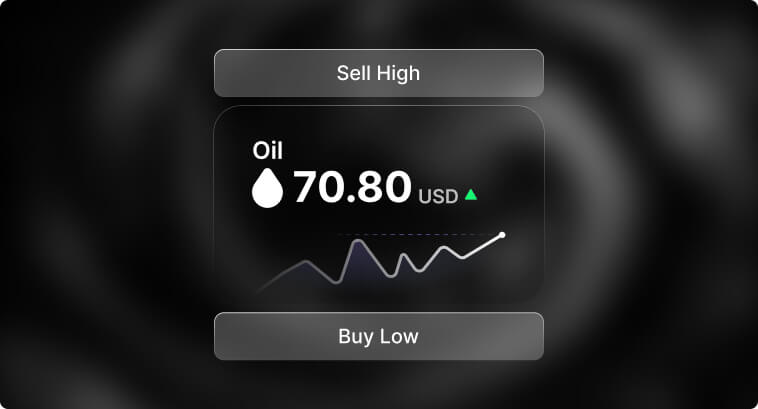 Tela mostra o preço do petróleo em 70,80 USD com uma seta verde para cima.