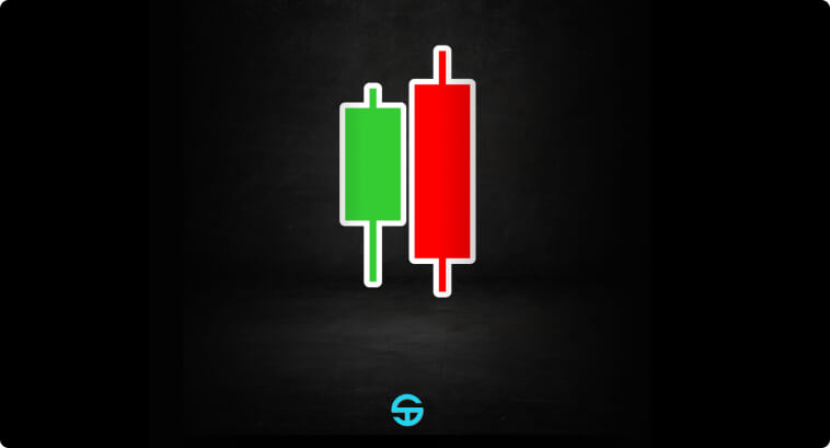 Deux chandeliers, un vert et un rouge, sur fond sombre.