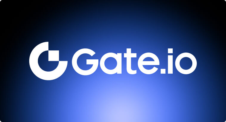 Logo di Gate.io su sfondo blu