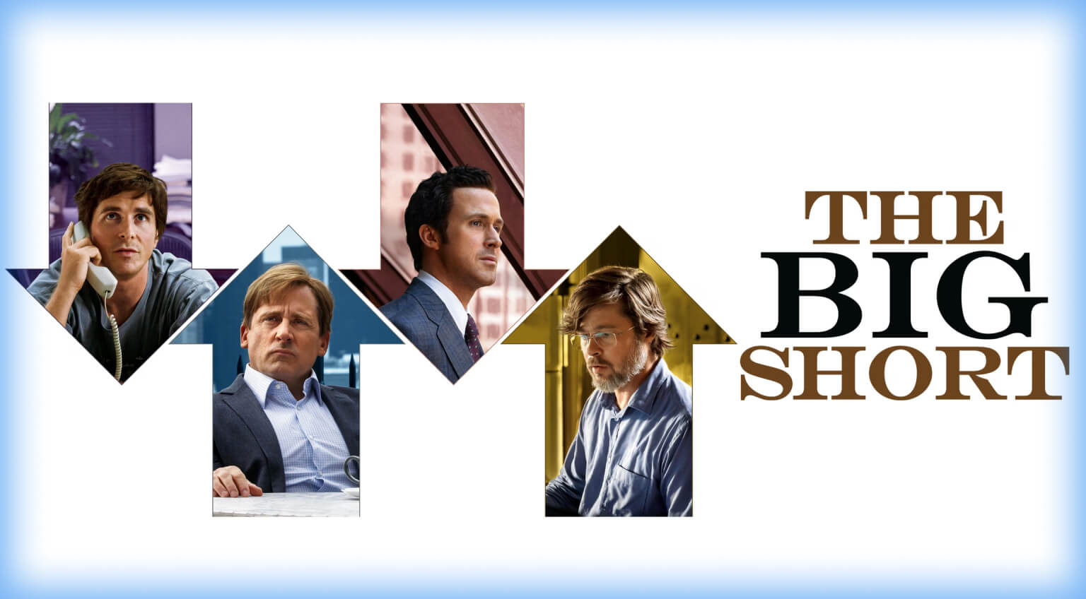 Quatro homens em ambientes profissionais com o título 'THE BIG SHORT' ao lado.